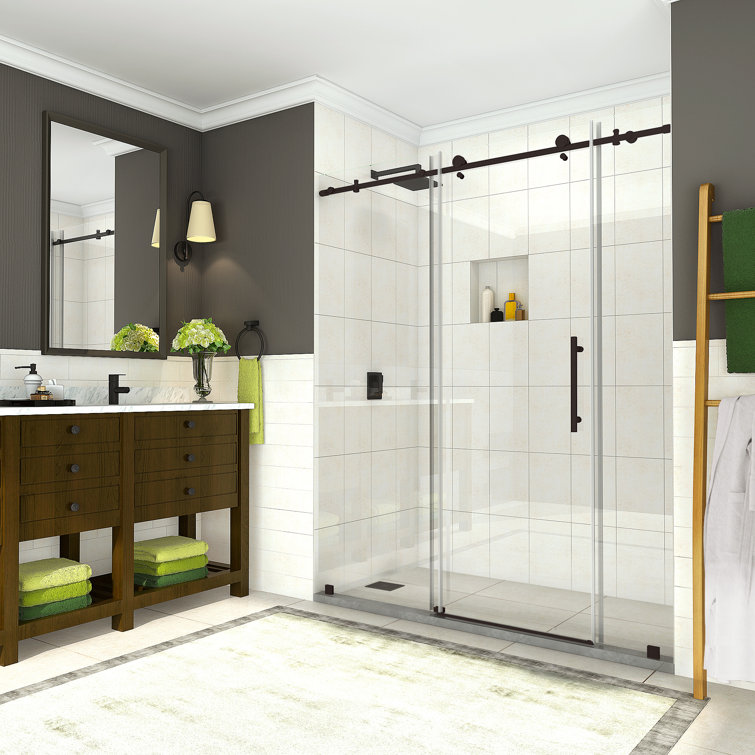 Coraline 72" x 76" Bronze Frameless Sliding Shower Door