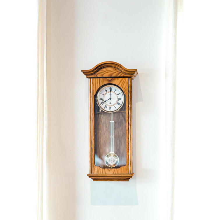Brooke Light Oak Wall Clock with Gold Detailing