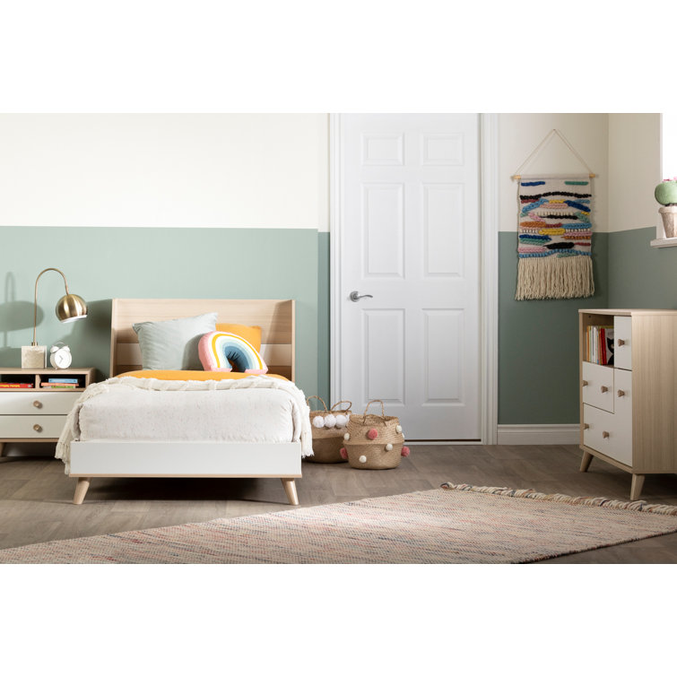 Soft Elm and Pure White 2-Drawer Scandinavian Nightstand
