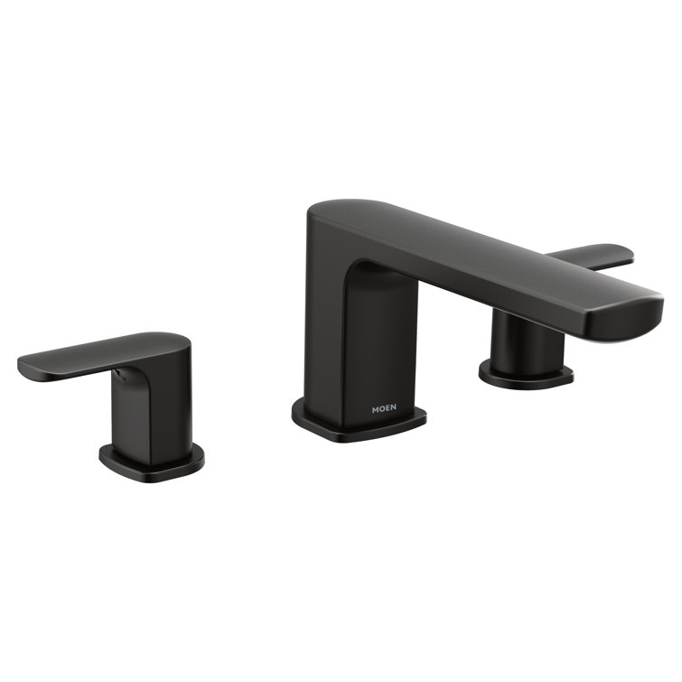 Matte Black Modern Deck Mounted Widespread Roman Tub Faucet