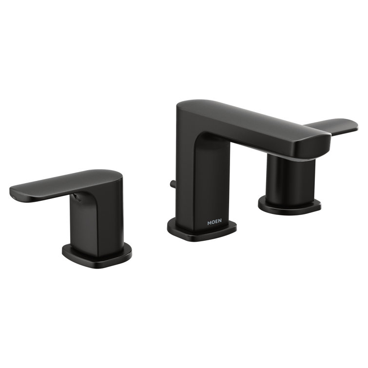 Matte Black Modern Widespread Bathroom Faucet with Drain Assembly
