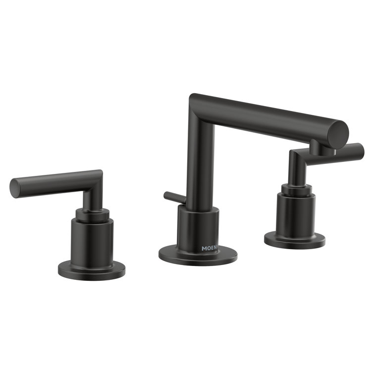Matte Black Modern Widespread Bathroom Faucet with Drain Assembly