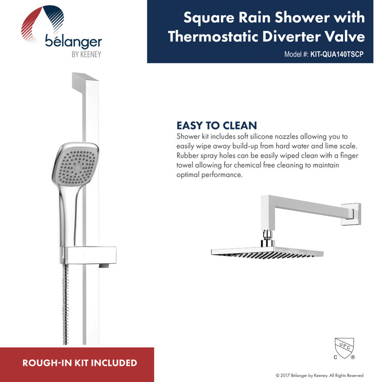 Polished Chrome Square Rain Shower System with Handheld