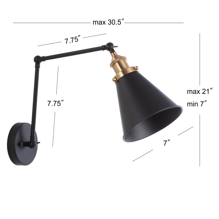 Rover Adjustable Arm Matte Black & Brass Gold LED Wall Sconce