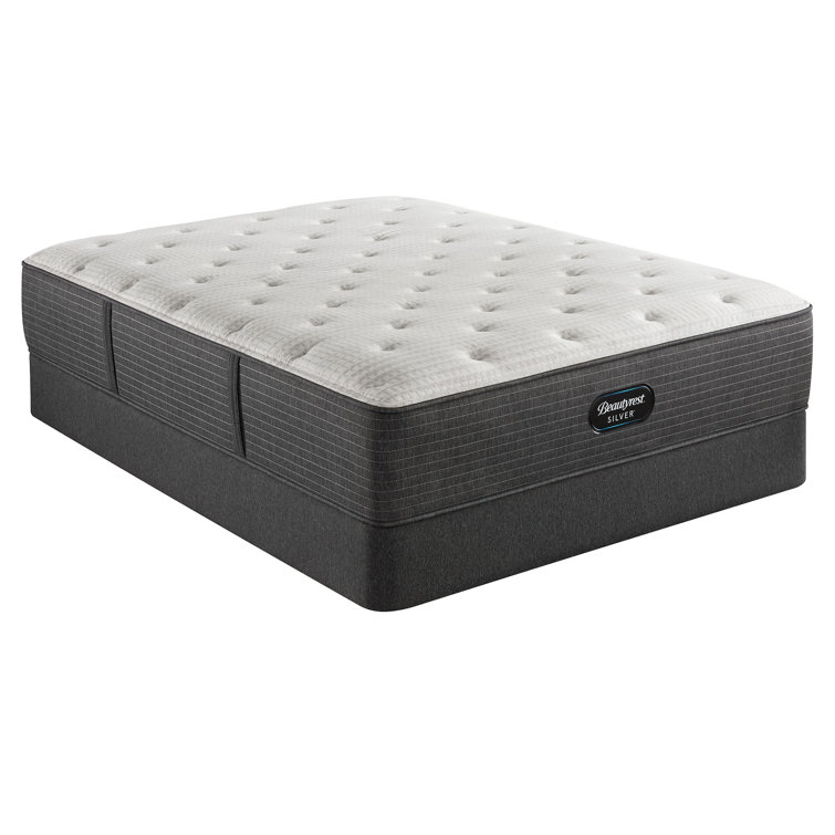 Full Medium Gray Cotton Innerspring Mattress with Boxspring