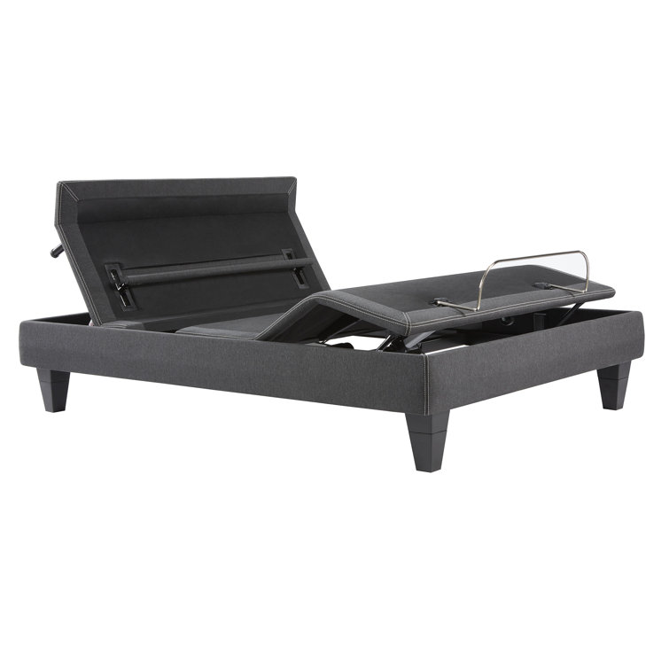 Black Upholstered Adjustable King Bed Base with Headboard