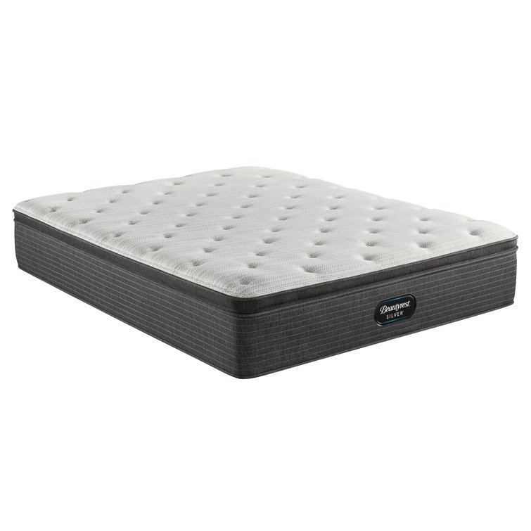 Contemporary Gray-White Gel Memory Foam Cal. King Pillowtop Mattress