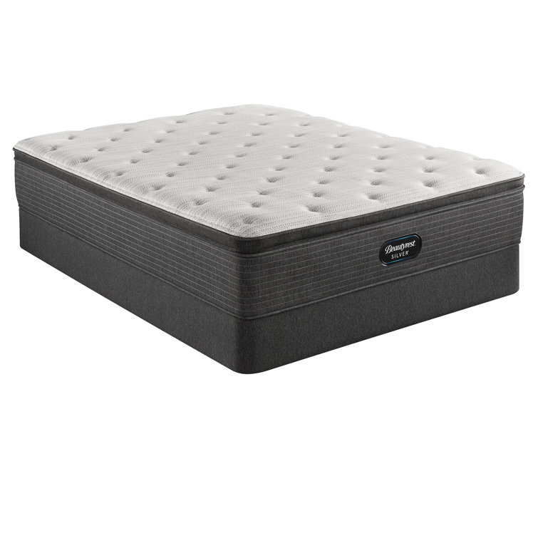 Twin Medium Gray Pillow Top Innerspring Mattress Set with Boxspring