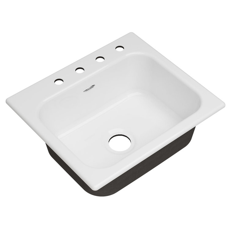 Quince 25'' White Cast Iron Single Bowl Drop-In Kitchen Sink