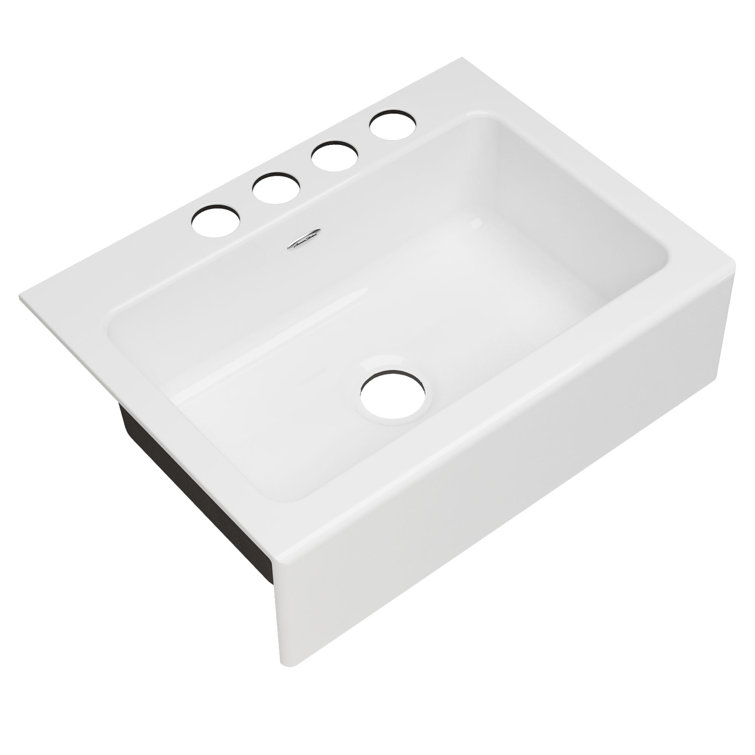 Delancey 30'' Brilliant White Cast Iron Farmhouse Kitchen Sink