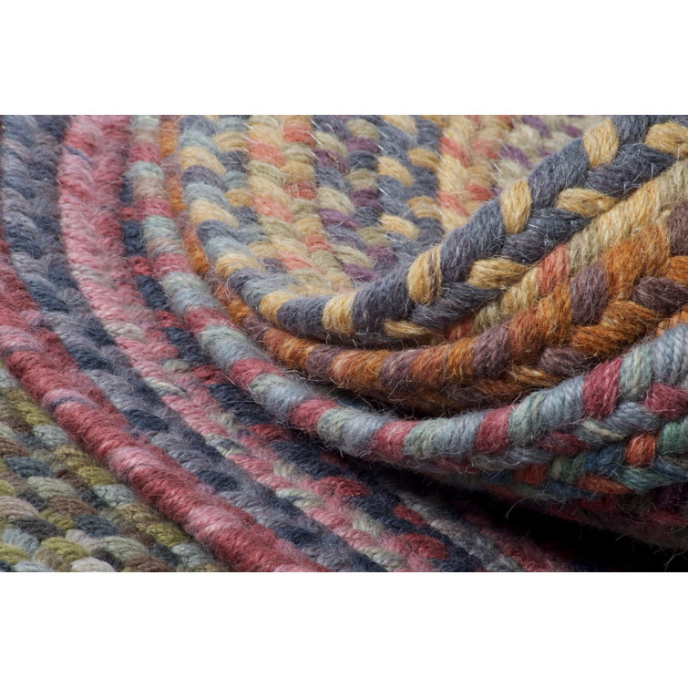 Rustic Multicolor Braided Wool Oval Runner Rug