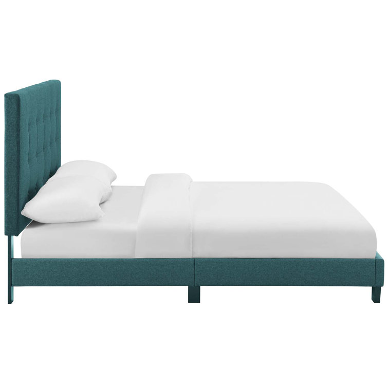 Melanie White King Velvet Tufted Upholstered Platform Bed