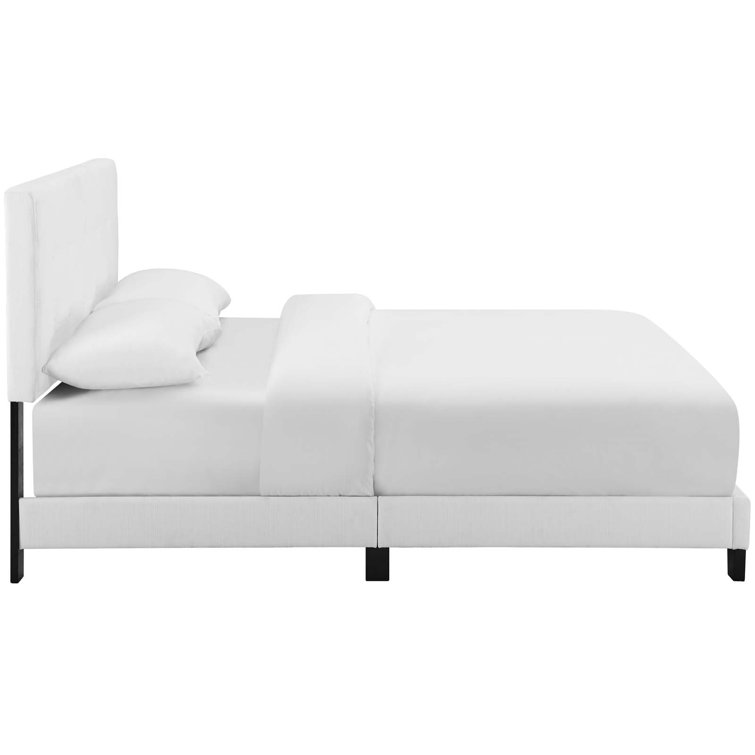 Melanie White King Velvet Tufted Upholstered Platform Bed