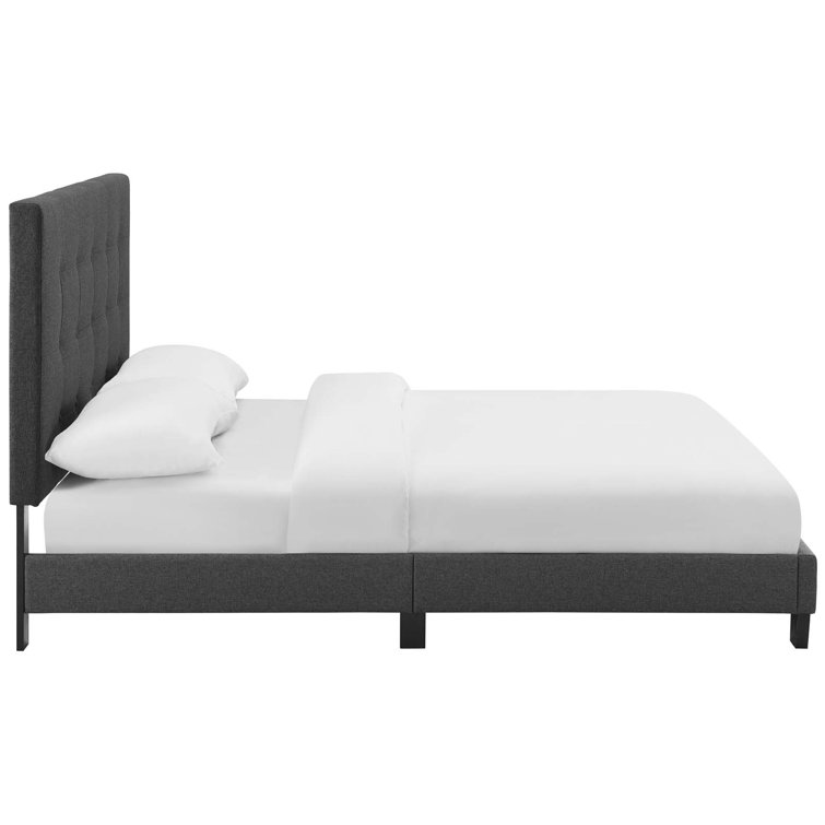 Melanie White King Velvet Tufted Upholstered Platform Bed