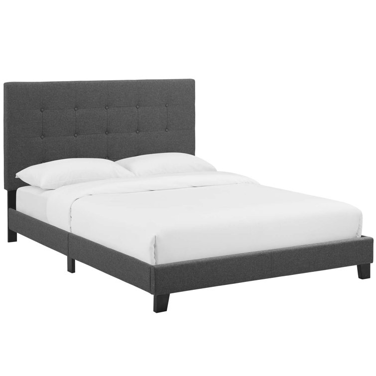 Melanie White King Velvet Tufted Upholstered Platform Bed