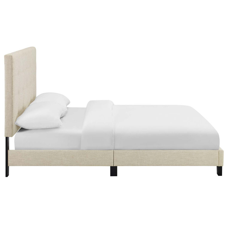 Melanie White King Velvet Tufted Upholstered Platform Bed