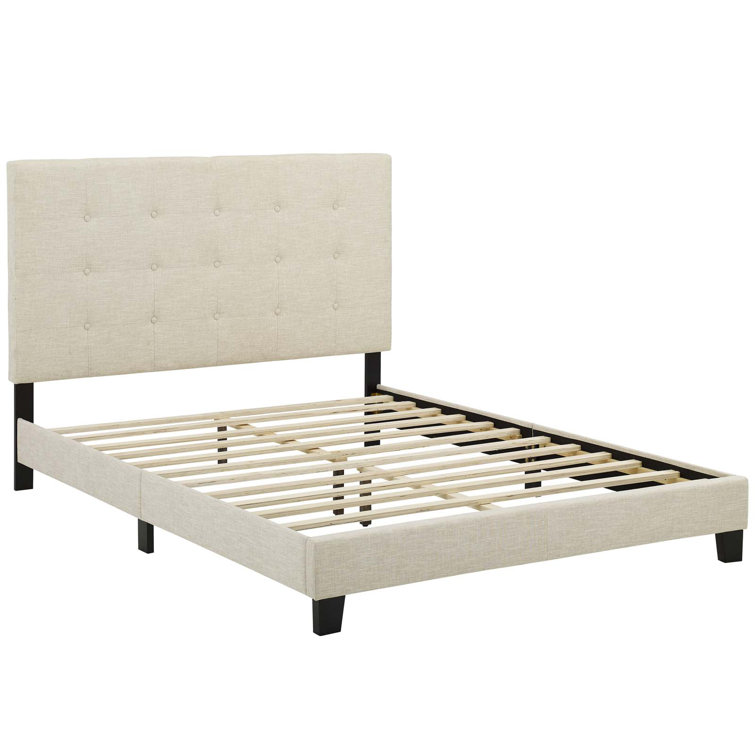 Melanie White King Velvet Tufted Upholstered Platform Bed