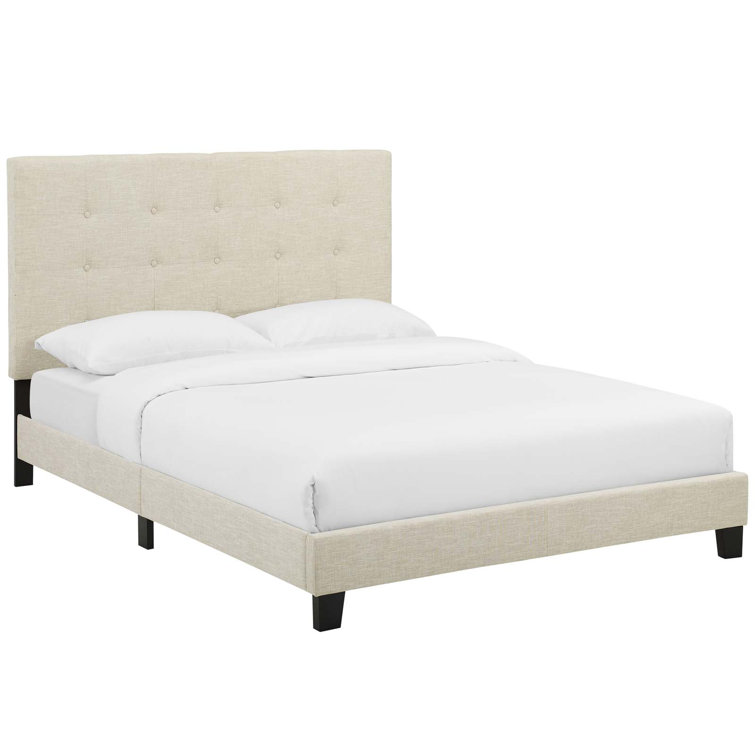Melanie White King Velvet Tufted Upholstered Platform Bed