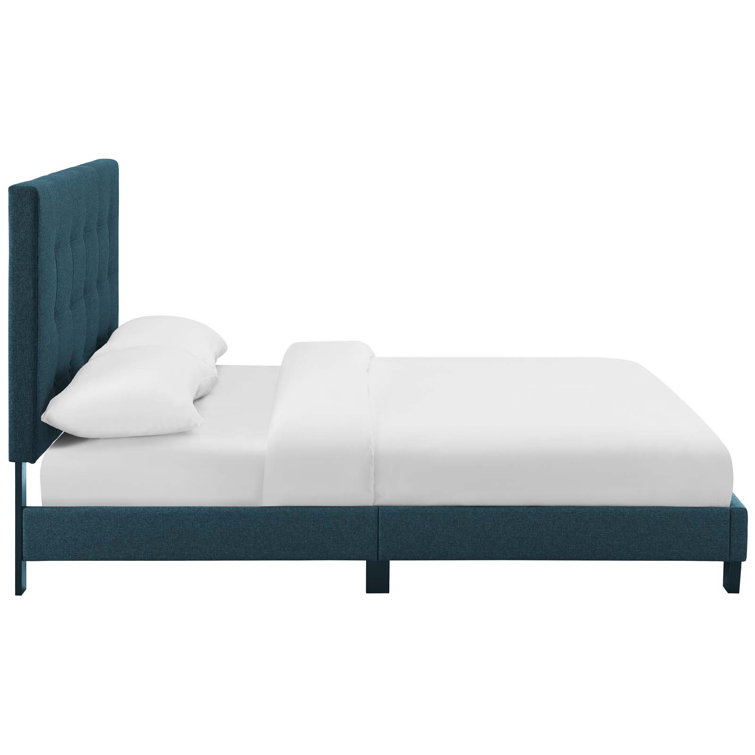 Melanie White King Velvet Tufted Upholstered Platform Bed