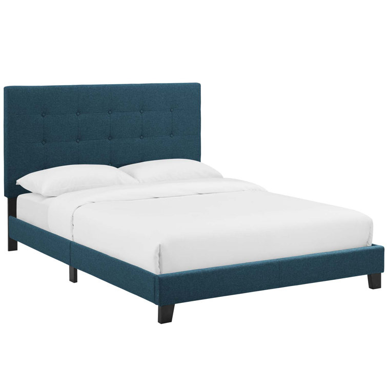 Melanie White King Velvet Tufted Upholstered Platform Bed