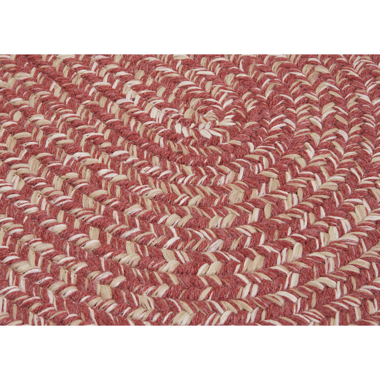 Tremont Rosewood Oval Braided 2'x4' Area Rug in Red and Beige