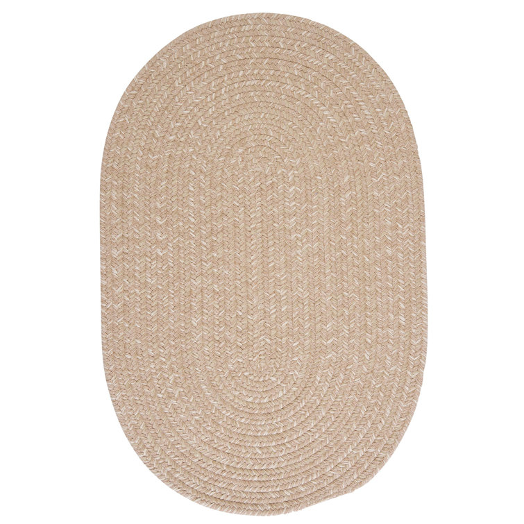 Oatmeal Tweed 7'x9' Oval Braided Wool-Blend Area Rug