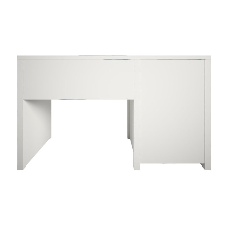 Explorer's Haven White Wooden Kids' Desk with Gold Drawer Pulls