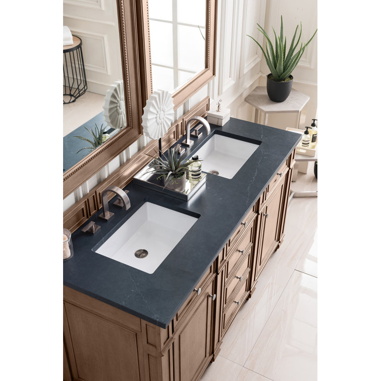 Bristol 60" Double Vanity in Whitewashed Walnut with Quartz Top