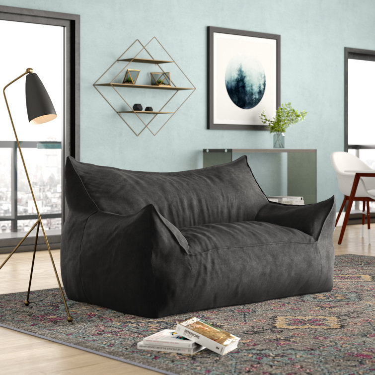 Imperial Black Plush Polyester Bean Bag Sofa with Removable Cover