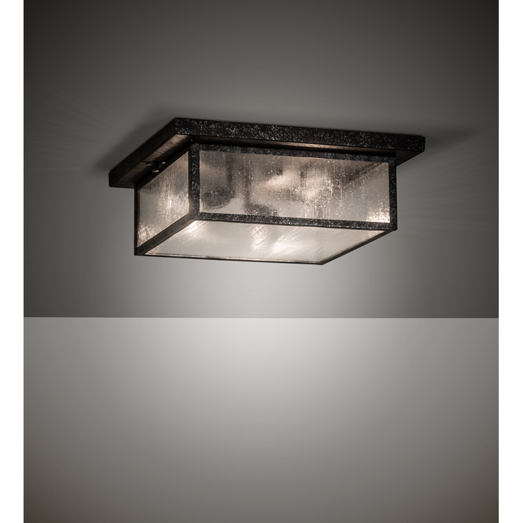 Mission Prime 3-Light Glass Flush Mount for Indoor/Outdoor Use