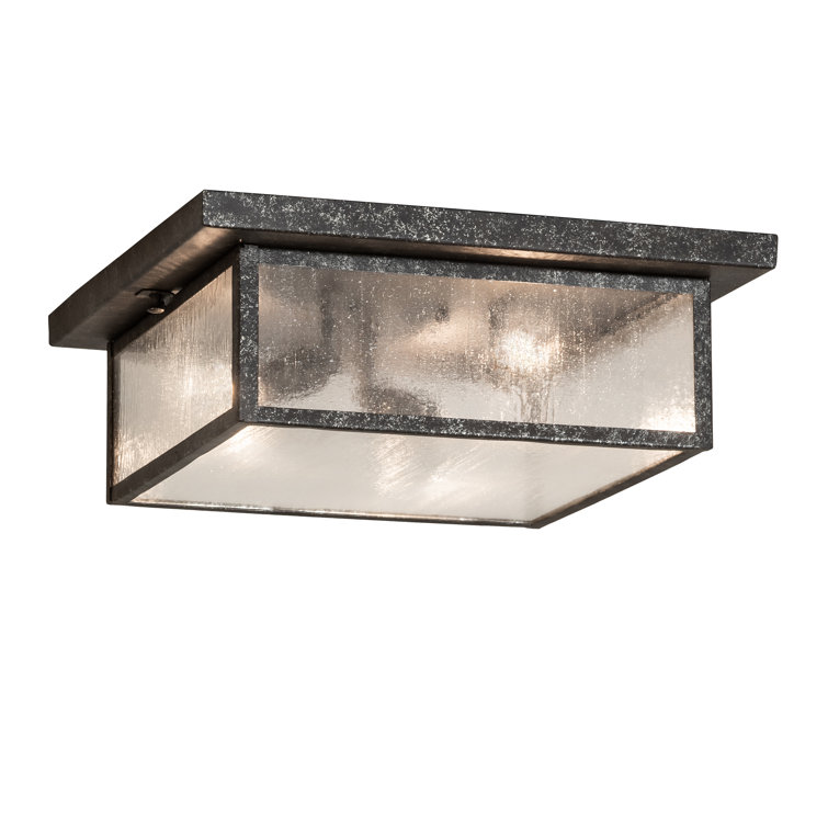 Mission Prime 3-Light Glass Flush Mount for Indoor/Outdoor Use