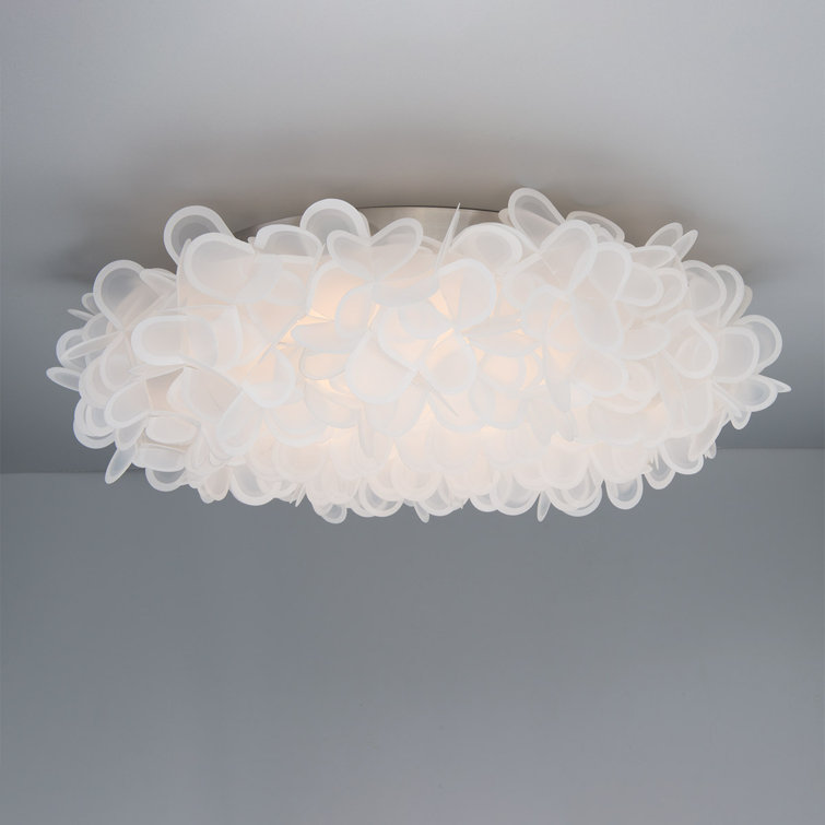 Brushed Nickel 22" LED Flush Mount with White Petals