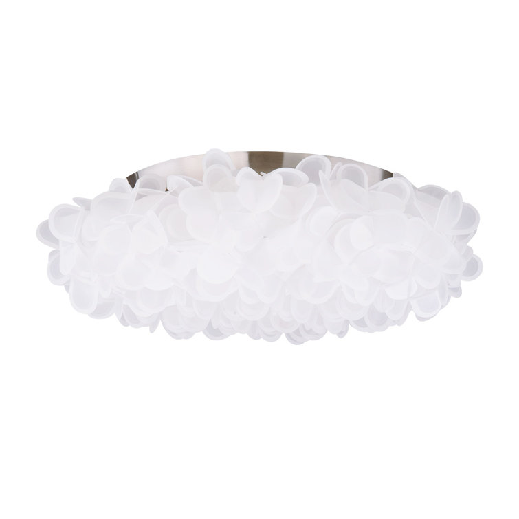 Brushed Nickel 22" LED Flush Mount with White Petals