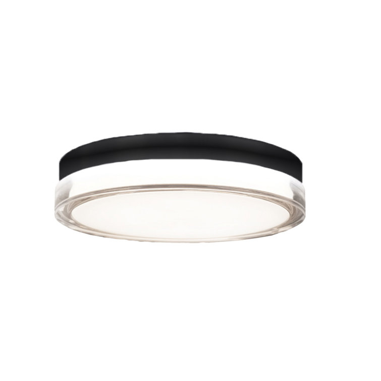 Pi Modern Black Aluminum LED Outdoor Flush Mount, 6.25"x2.5"