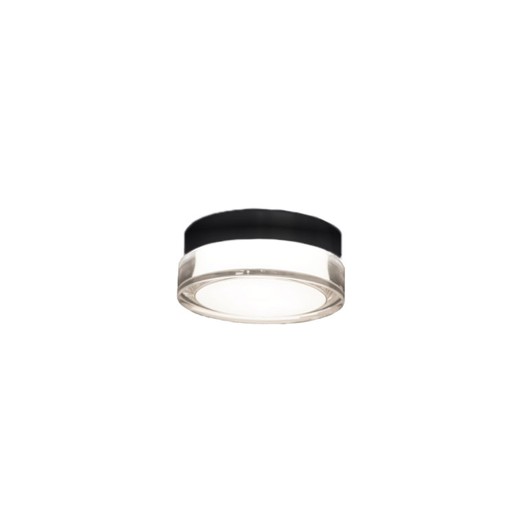 Pi Modern Black Aluminum LED Outdoor Flush Mount, 6.25"x2.5"