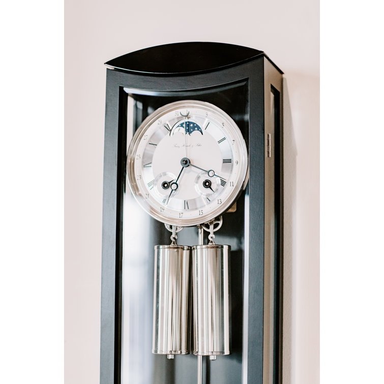 Hermle 31" Black and Silver Regulator Pendulum Wall Clock