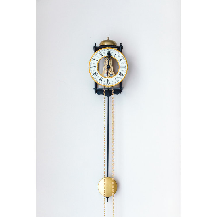 25" Black and Gold Skeleton Pendulum Wall Clock