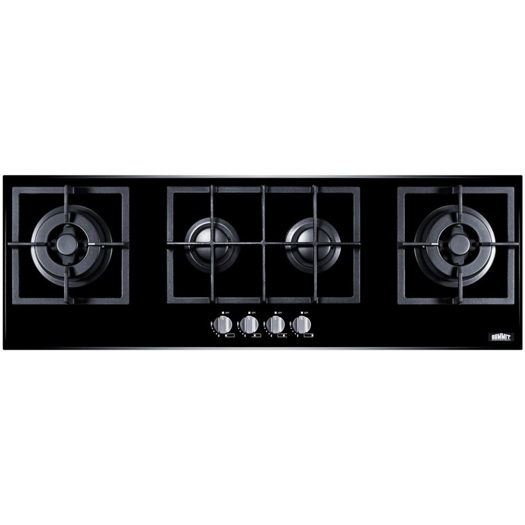 Summit 43'' Black Tempered Glass 4-Burner Gas Cooktop