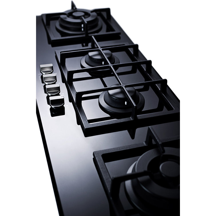 Summit 43'' Black Tempered Glass 4-Burner Gas Cooktop