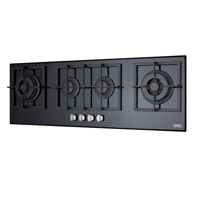 Summit 43'' Black Tempered Glass 4-Burner Gas Cooktop