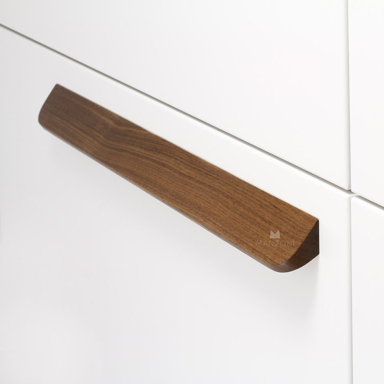Walnut Angled Designer Wood Bar Pull with Mounting Hardware