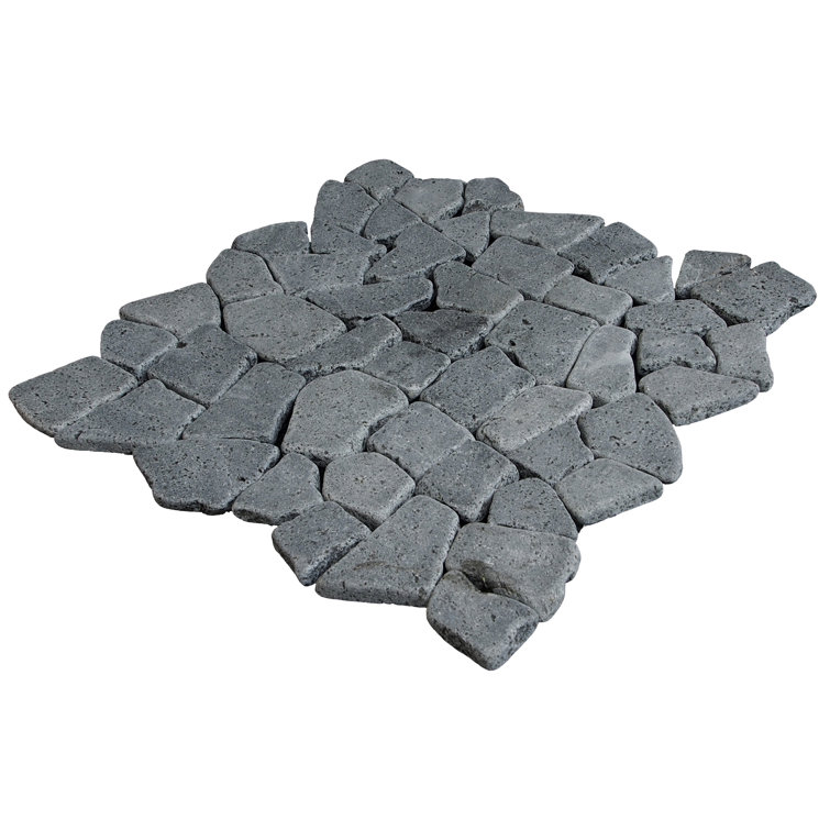 11" x 11" Black Tumbled Marble Mosaic Tile