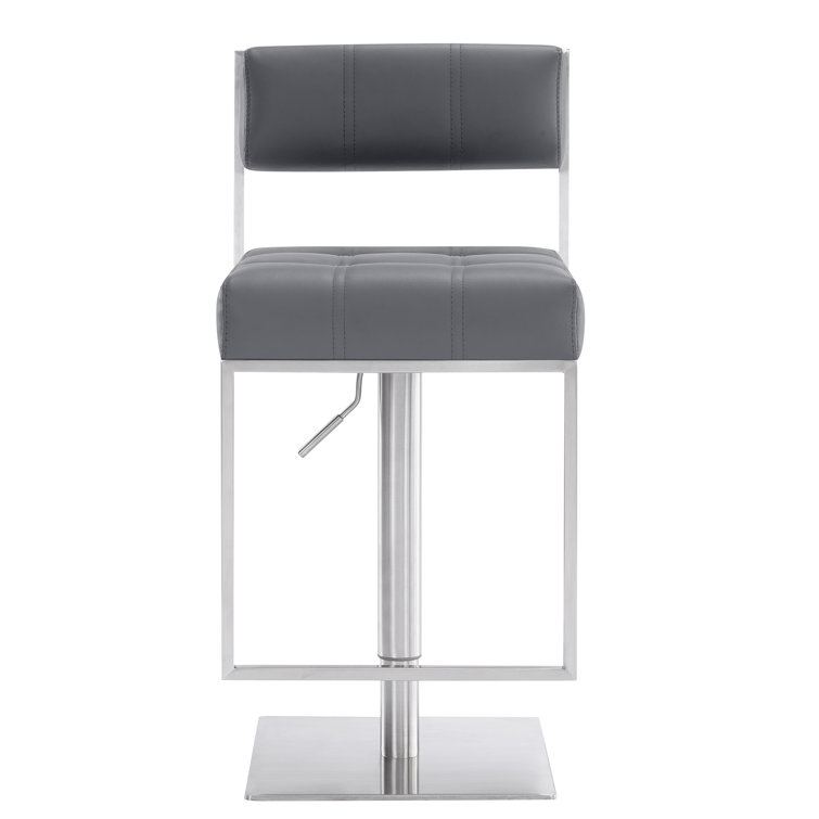 Michele Contemporary Gray Faux Leather Adjustable Swivel Stool