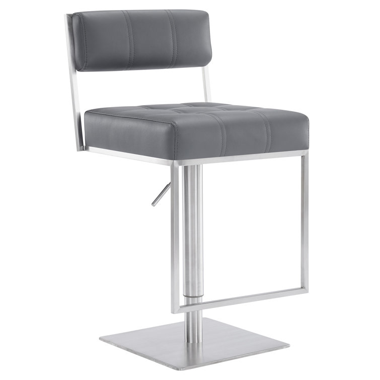 Michele Contemporary Gray Faux Leather Adjustable Swivel Stool
