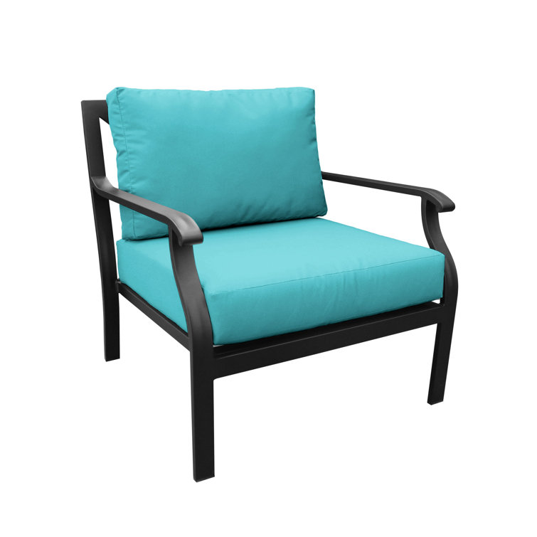 Madison Aqua Cushions Matte Black Aluminum 2-Piece Lounge Chair Set