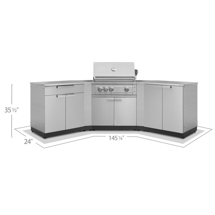 Stainless Steel 5-Piece Modular Outdoor Kitchen Cabinet Set