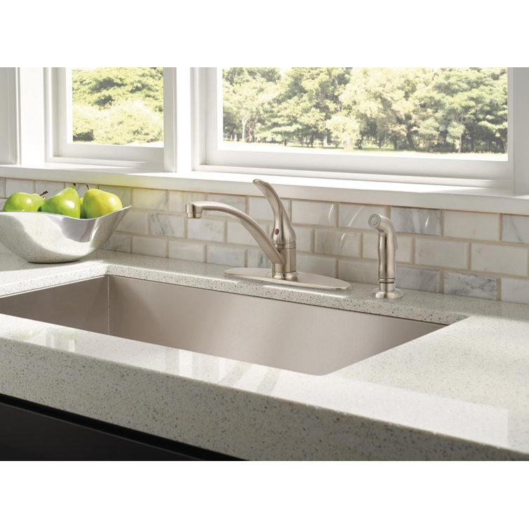 Stainless Steel Single-Handle Kitchen Faucet with Side Sprayer