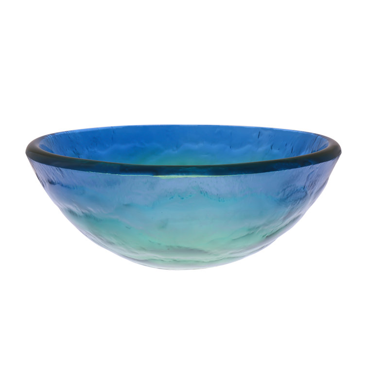 Mare 19'' Blue and Green Glass Round Vessel Sink