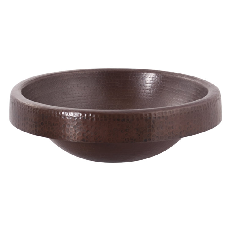 Hand-Hammered Antique Copper Round Bathroom Sink