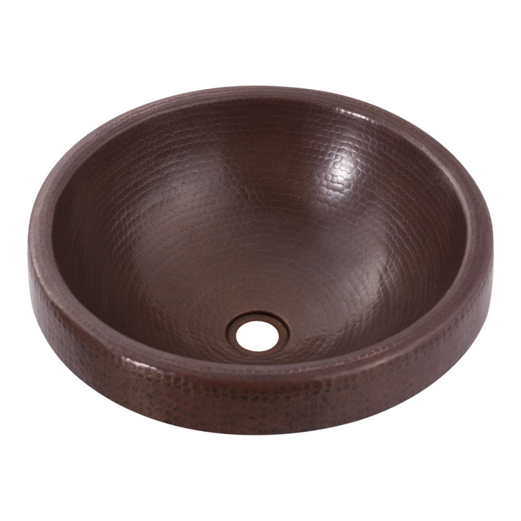 Hand-Hammered Antique Copper Round Bathroom Sink